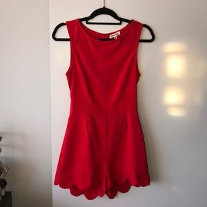 Monteau Scalloped Edge Red Romper